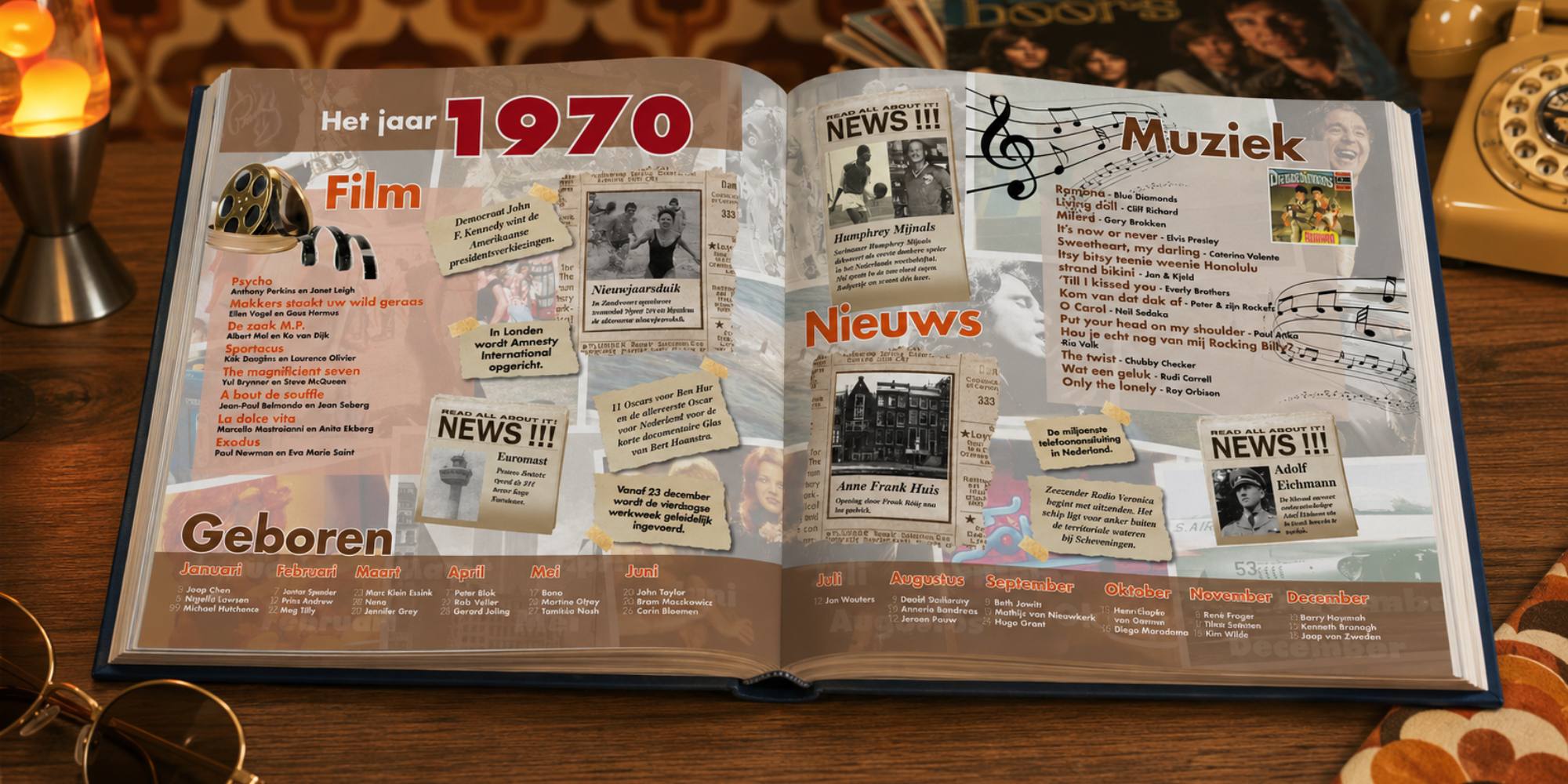 Voorbeeld jaaroverzicht 1970 vriendenboek