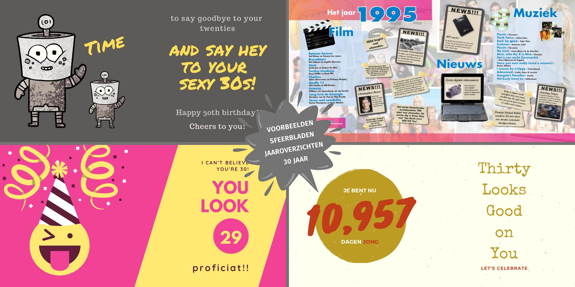 Cadeau 30 jaar verjaardag voorbeelden sfeerbladen jaaroverzichten vriendenboek vriendenboekje cadeau