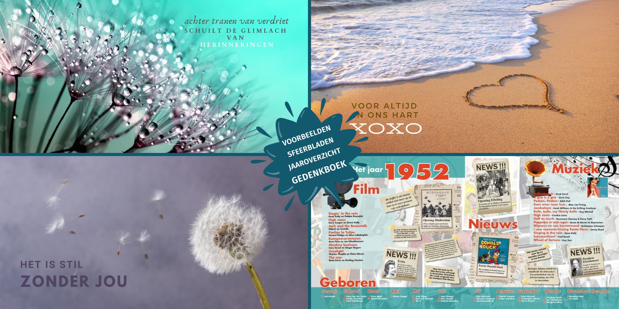 Sfeerbladen en jaaroverzichten gedenkboek