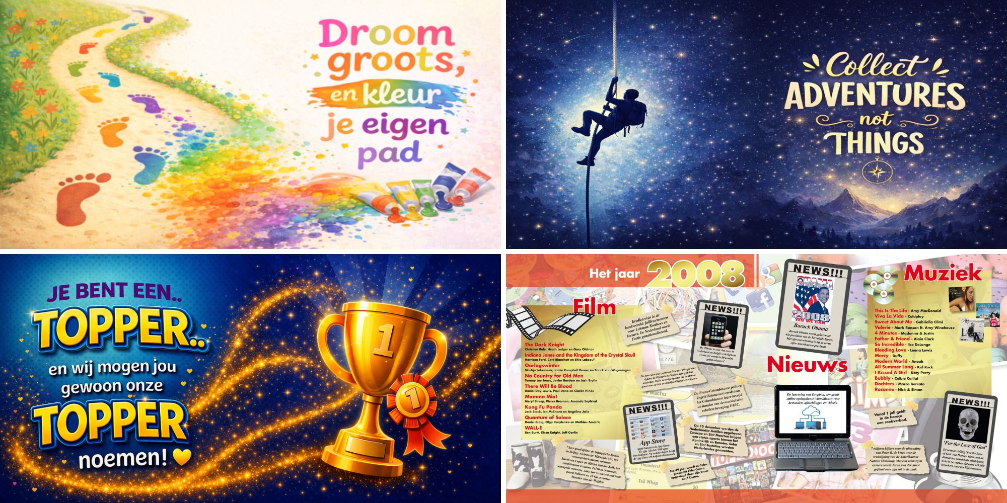 Sfeerbladen en jaaroverzicht geslaagd cadeau eindexamen vriendenboek