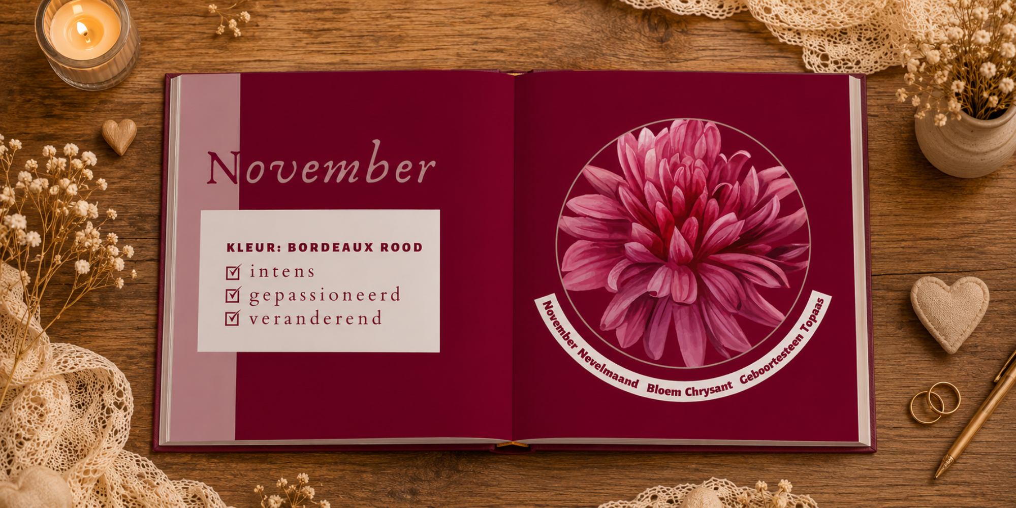 sfeerblad november geboortebloem vriendenboek