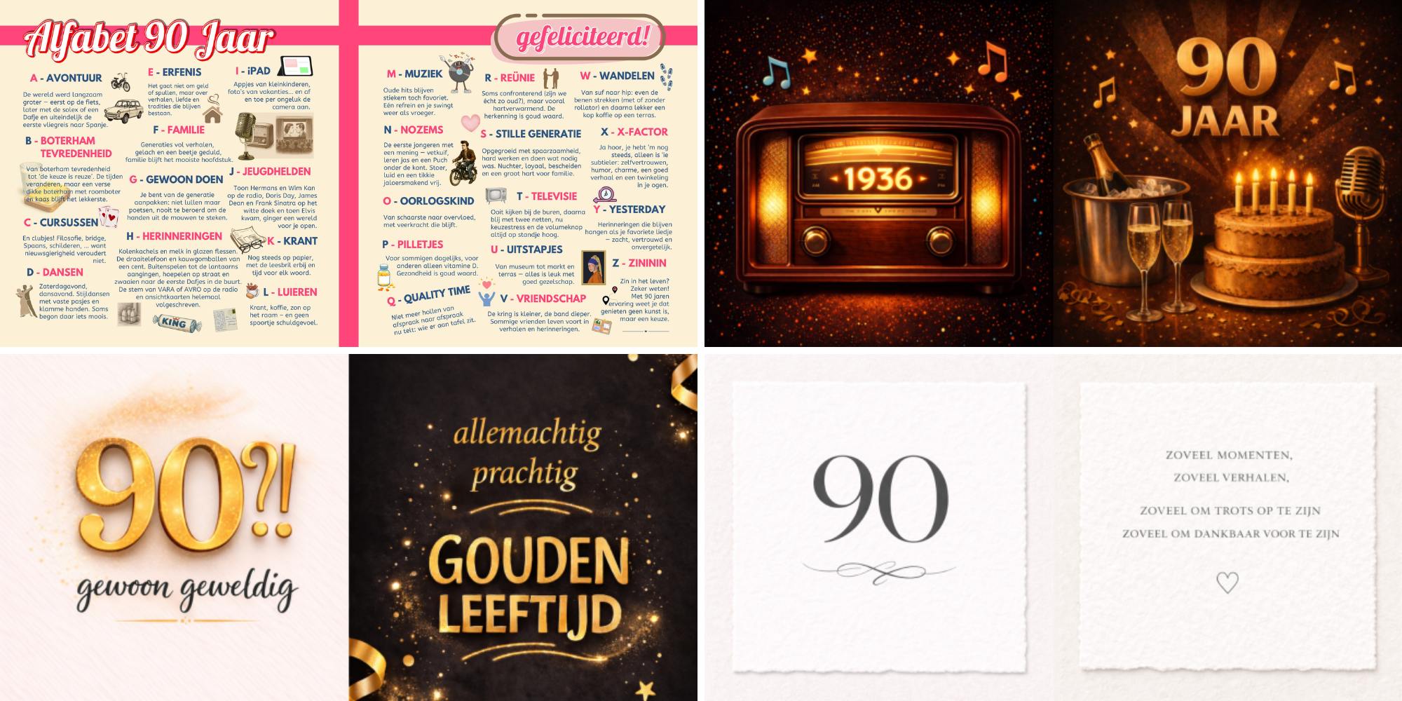 Voorbeelden van sfeerbladen in een vriendenboek voor een 90e verjaardag