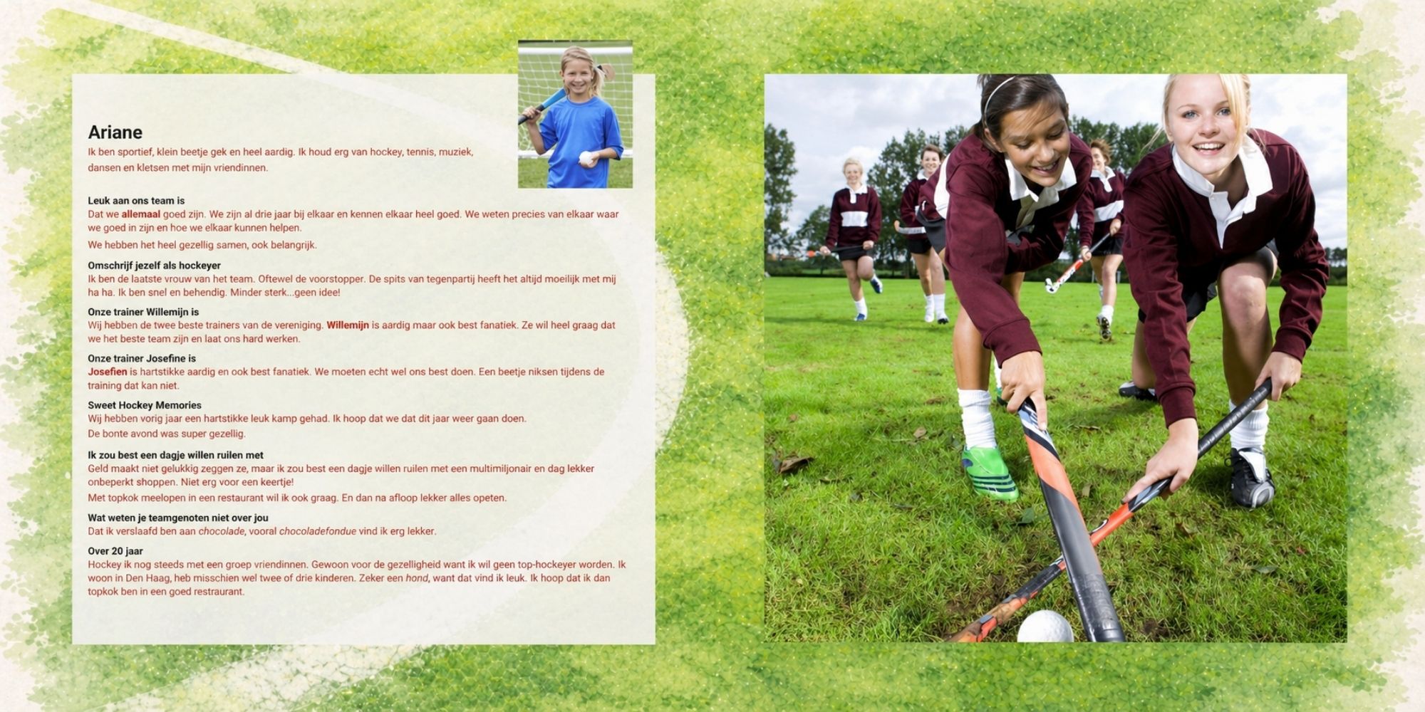 voorbeeld vriendenpagina hockeyteam vriendenboekje