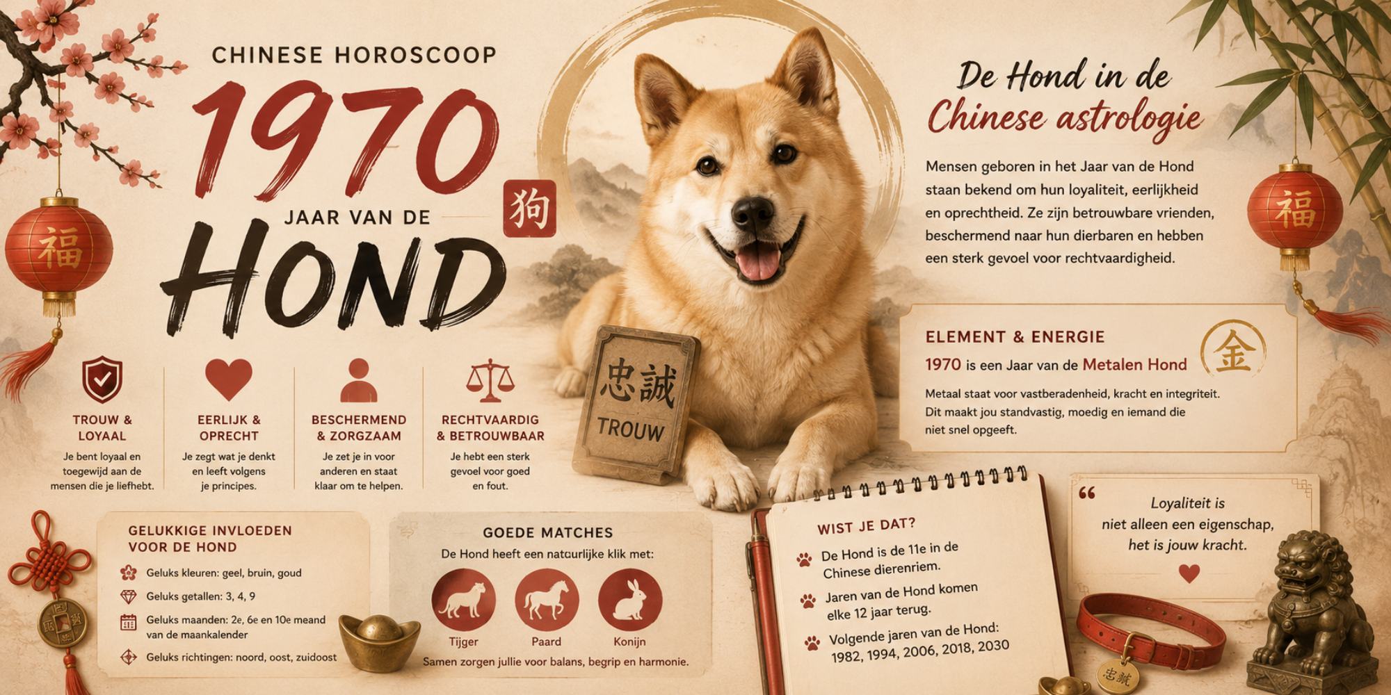 Chinese horoscoop 1970 jaar van de hond