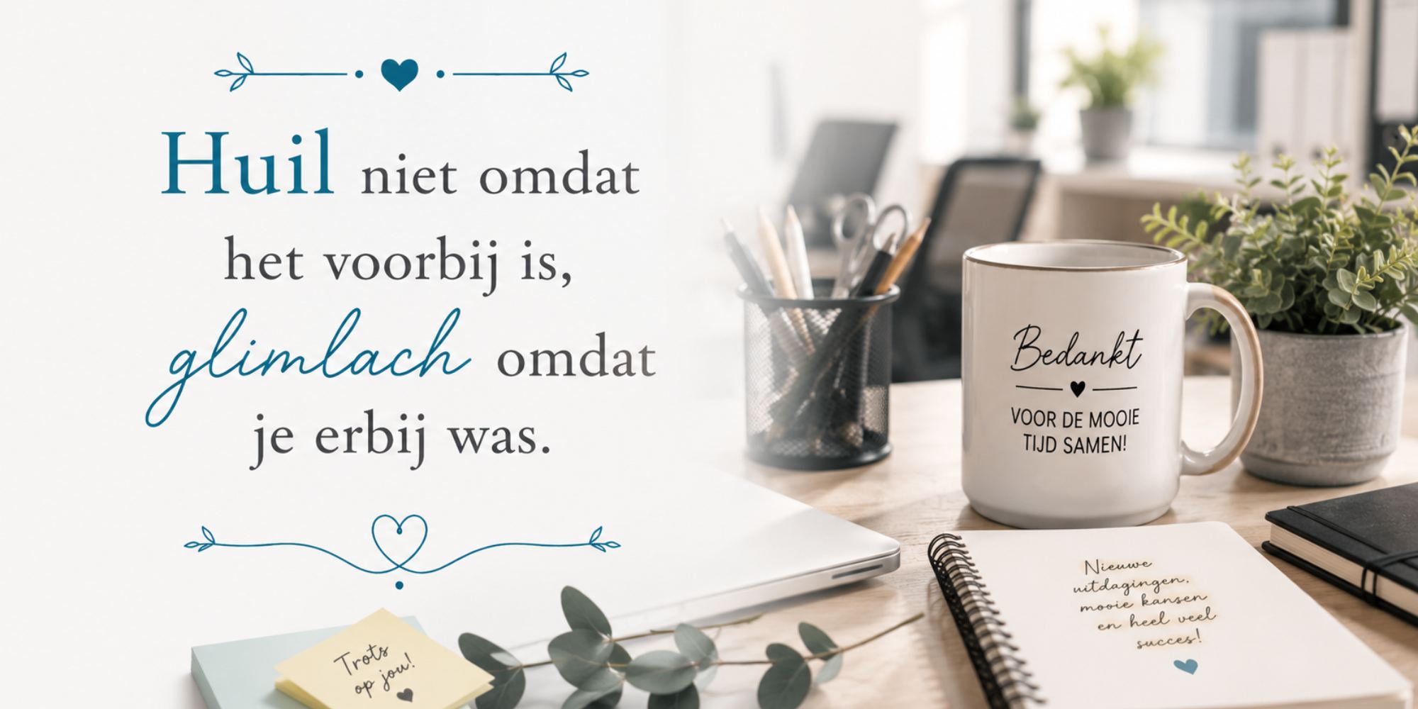 huil niet omdat het voorbij is glimlach omdat je erbij was quote afscheid collega