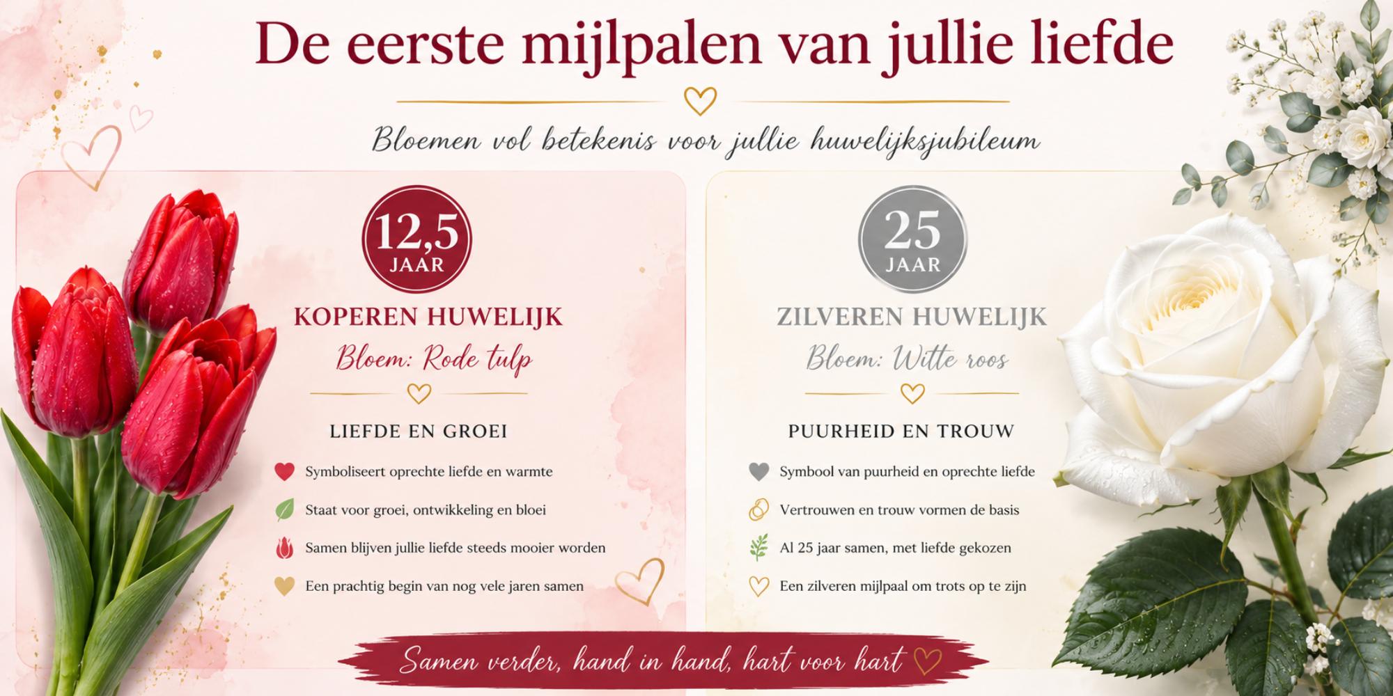 bloemen koperen en zilveren huwelijk