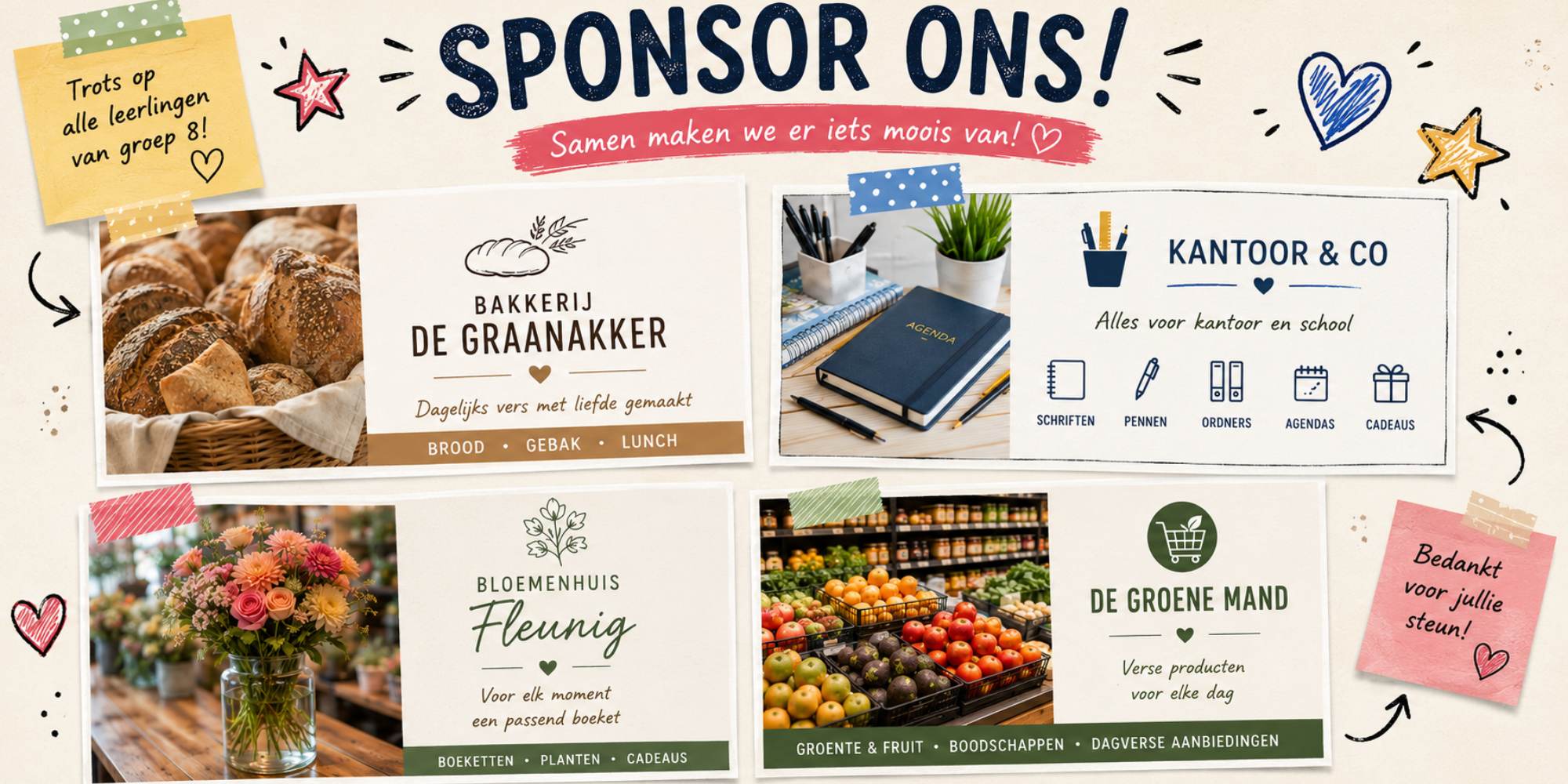 Sponsoring en advertenties in een afscheidsboek groep 8
