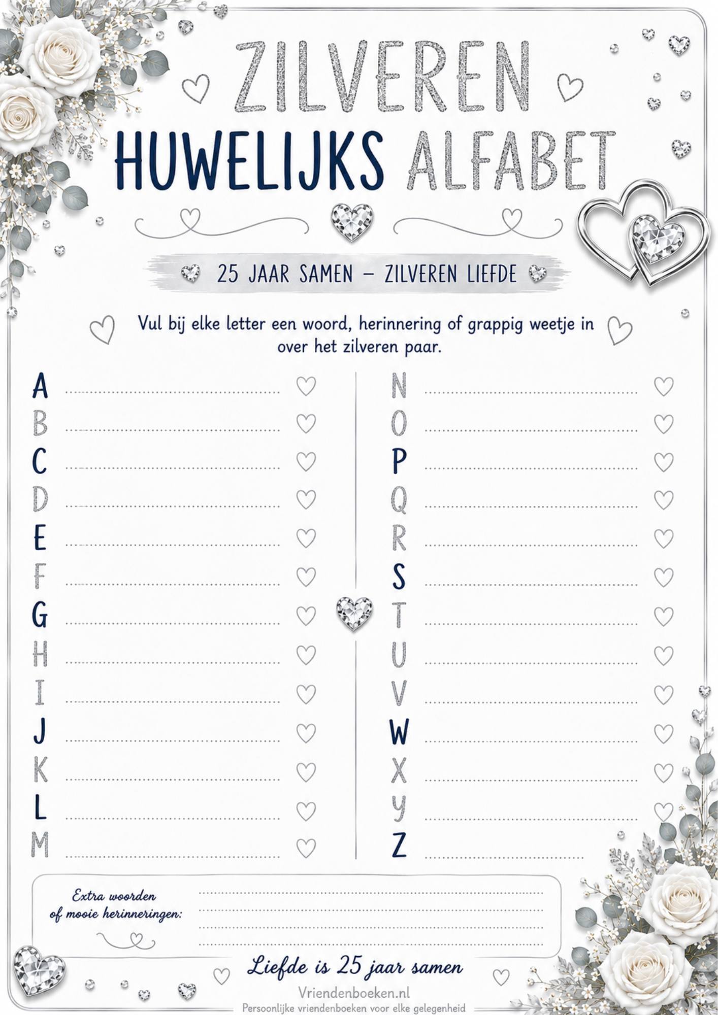 huwelijks ABC voor een zilveren huwelijk